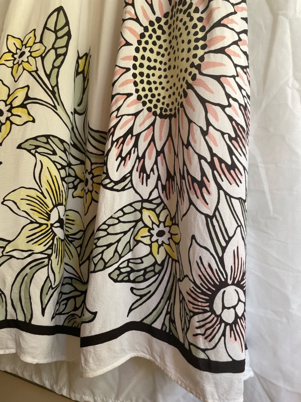 LOFT Floral Halter Midi Dress XS Cream Flowy Lined Boho Garden Coastal Pockets - Picture 8 of 11